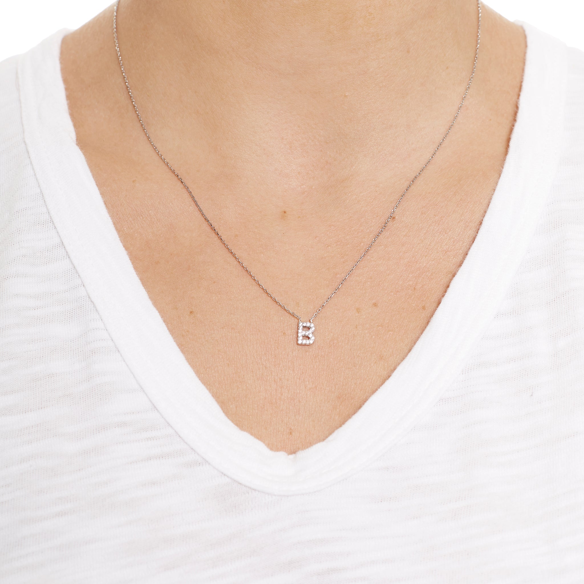 Sterling Silver Letter 'B' Necklace - Jessimara