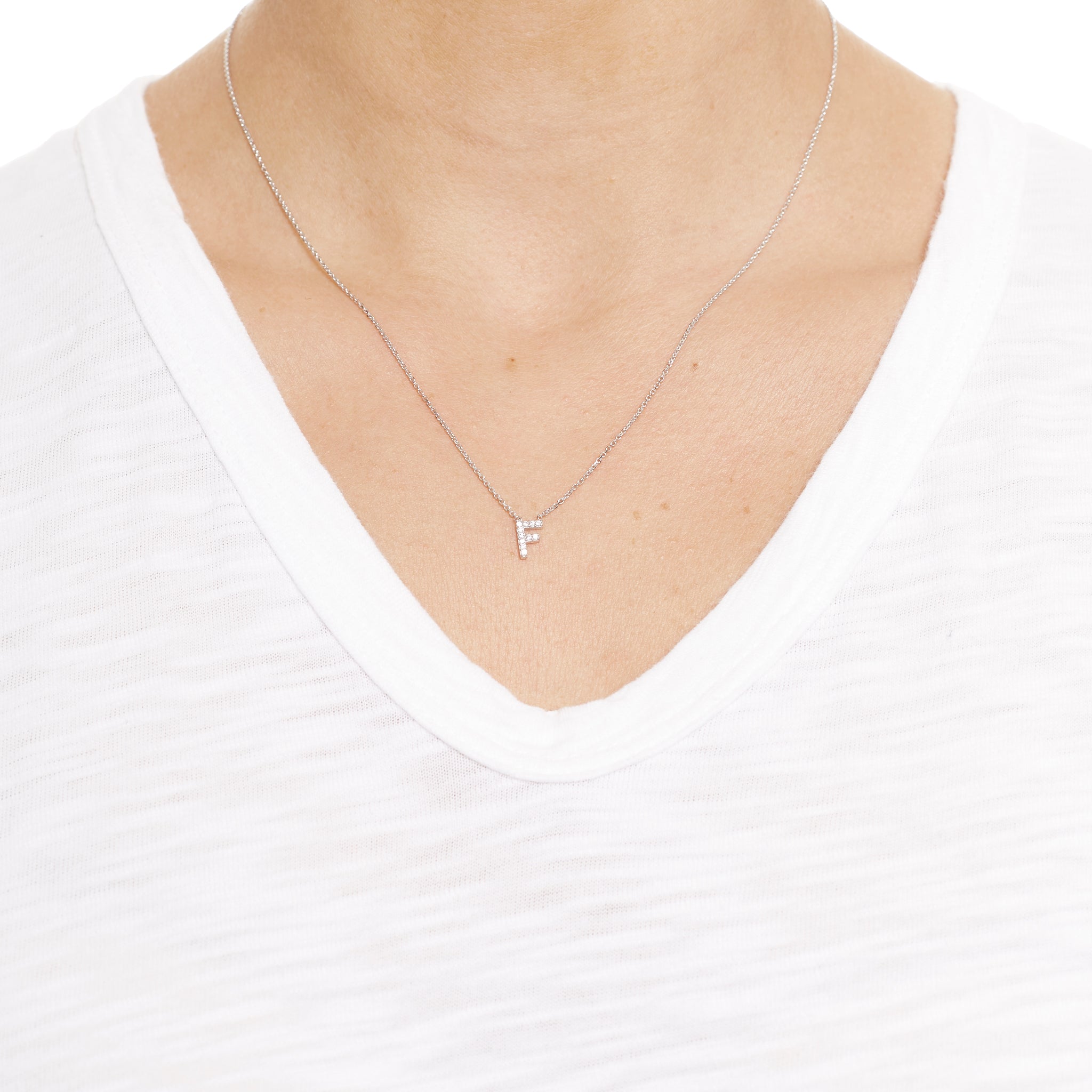 Sterling Silver Letter 'F' Necklace - Jessimara