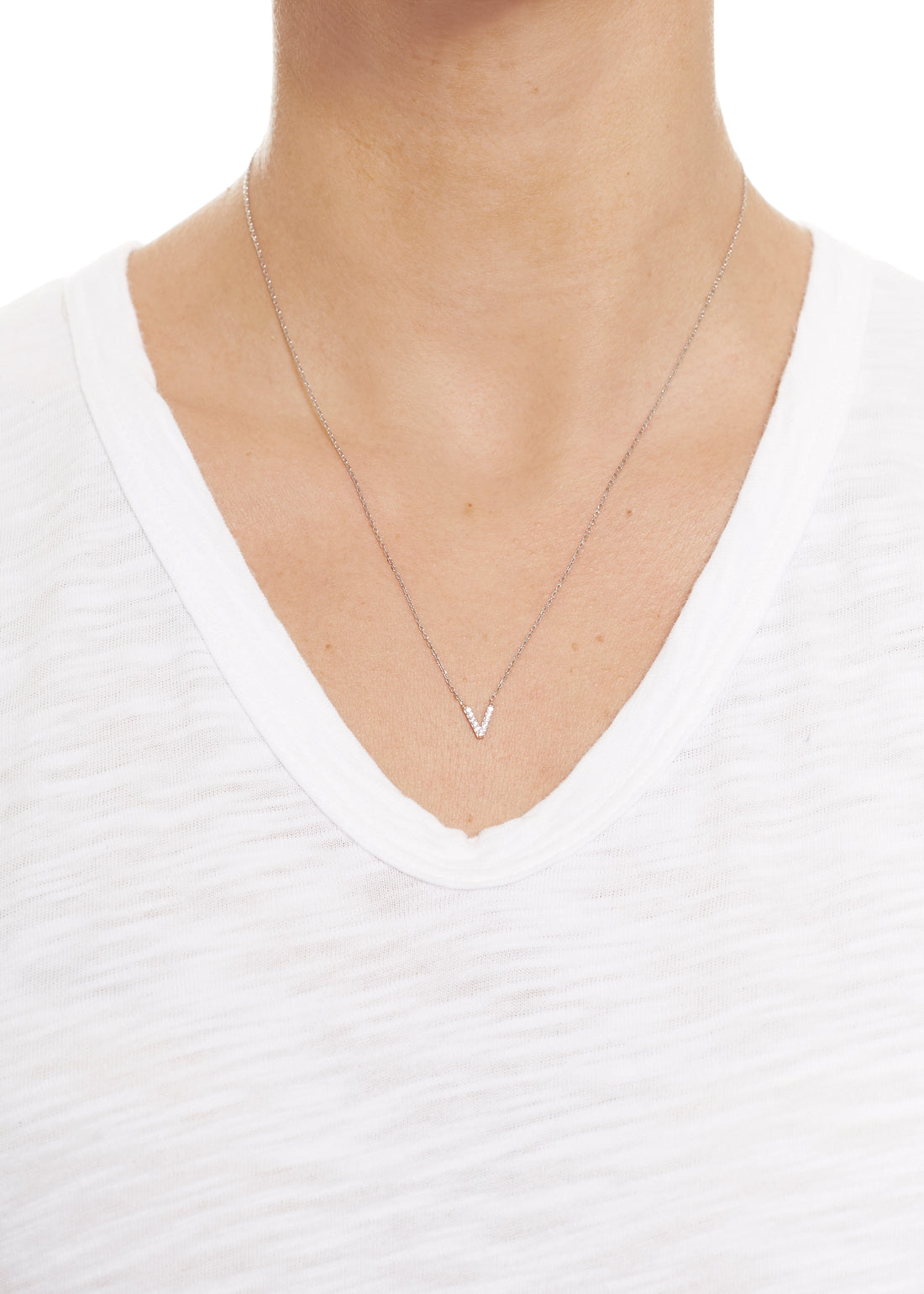 Sterling Silver Letter 'V' Necklace - Jessimara