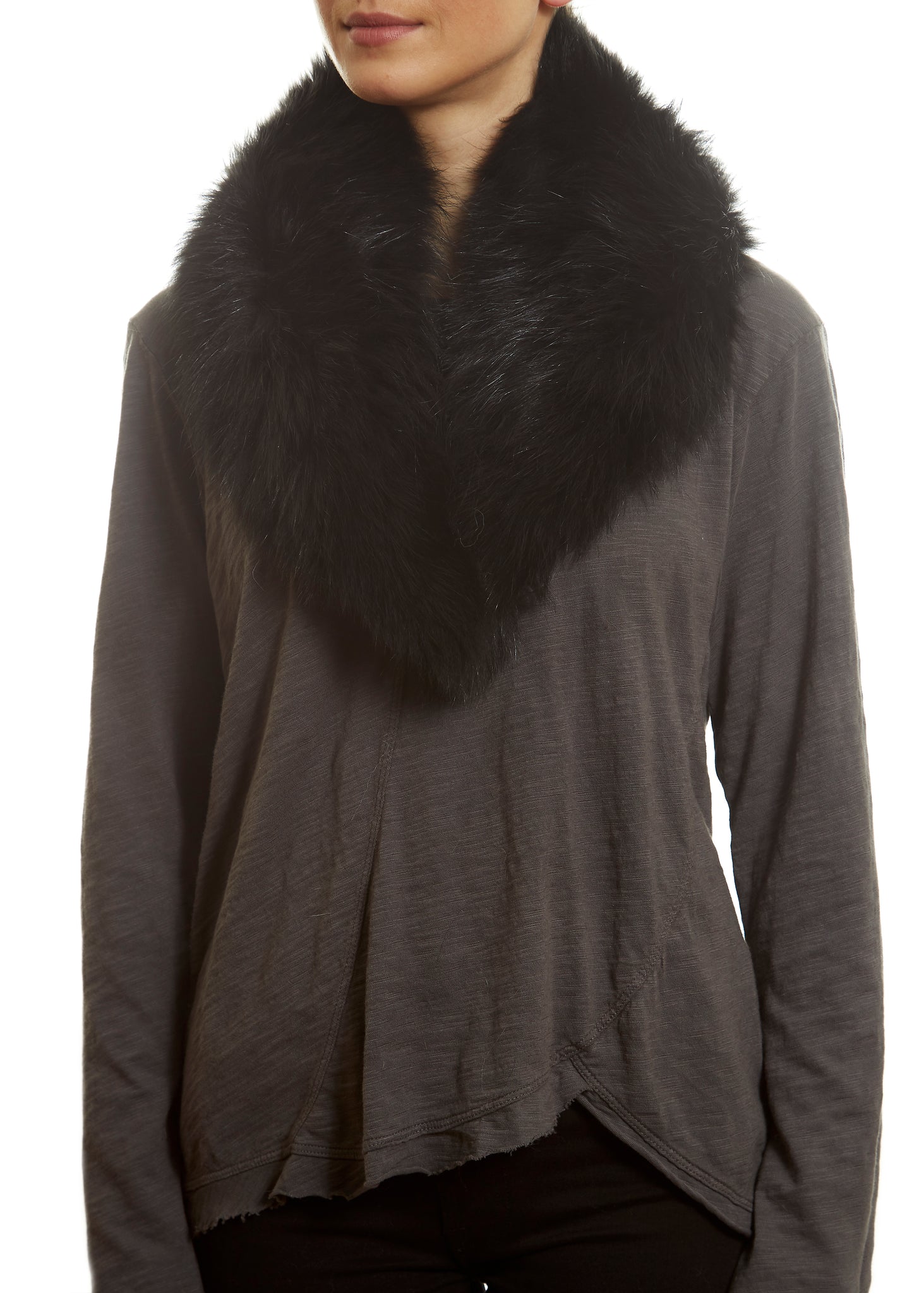 Black Genuine Fox Fur Collar - Jessimara