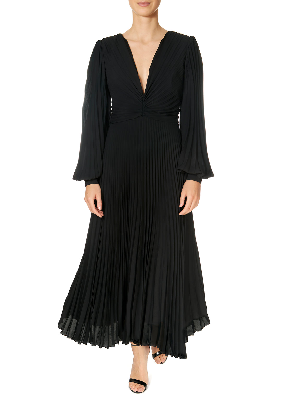 Carla Ruiz Black Pleated Midi Dress