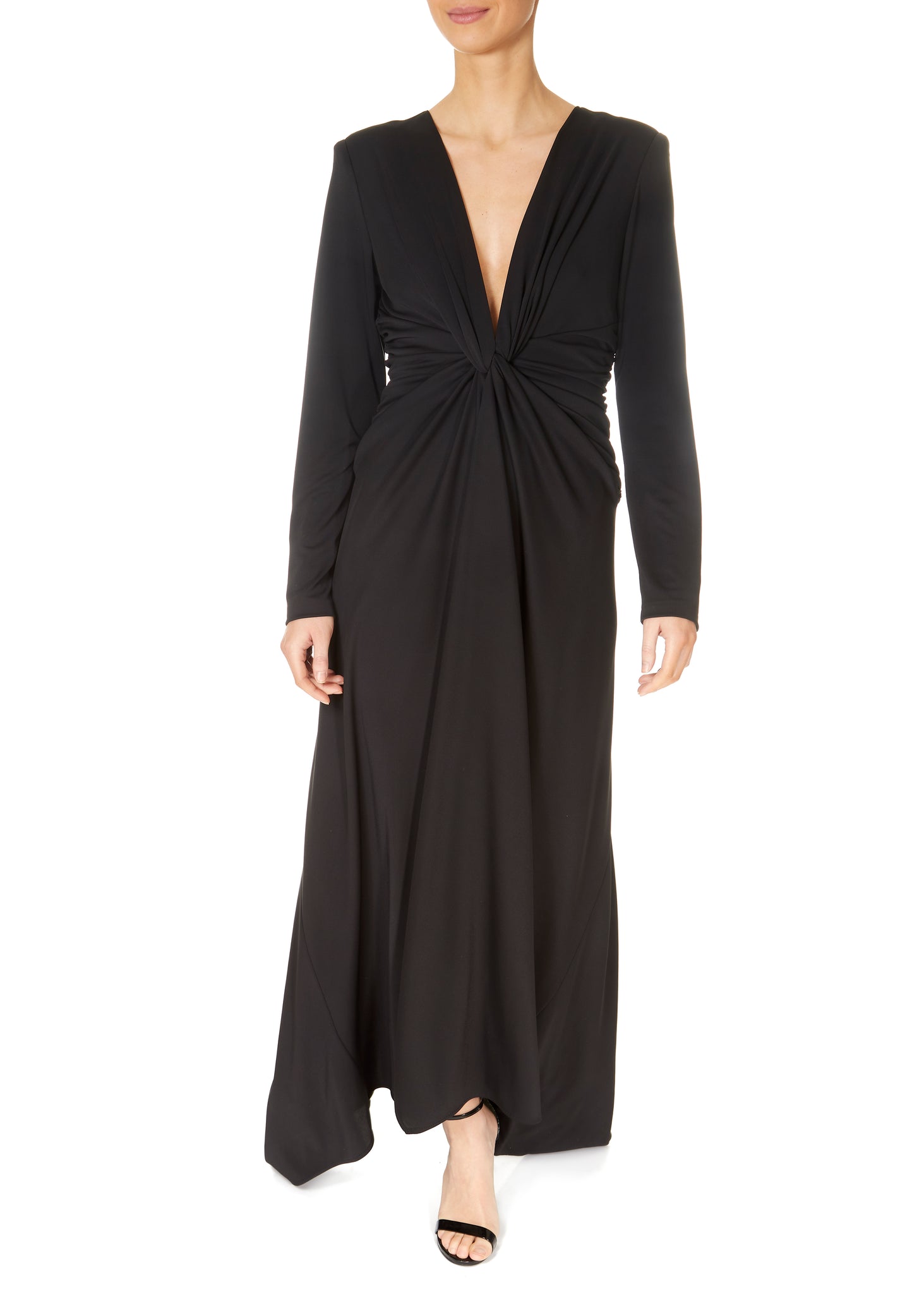 Carla Ruiz Long Sleeve Ruched Dress Black