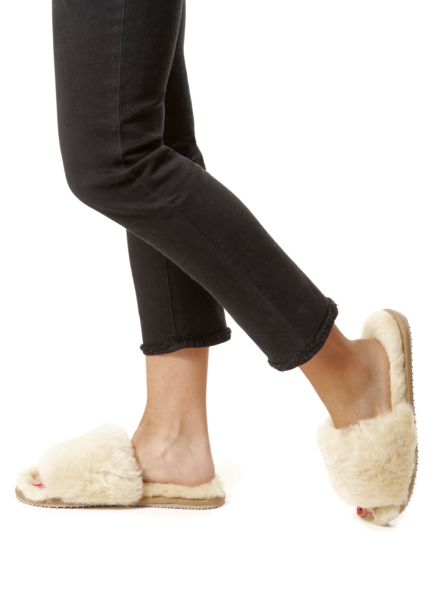 Deep Classic Cream Luxury Sheepskin Slipper Slides - Jessimara