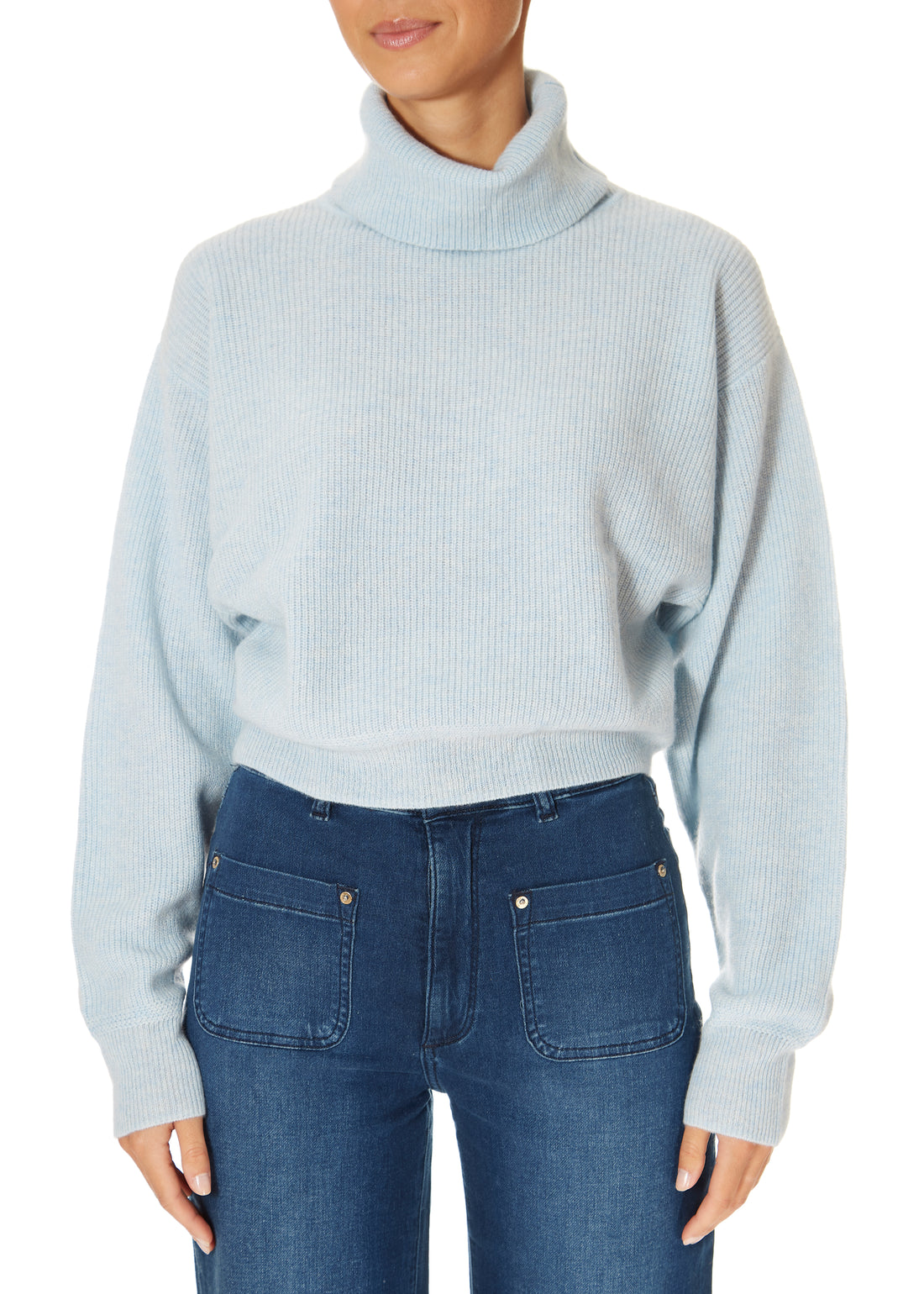 Crush Changi Roll Neck Jumper In Frost Blue