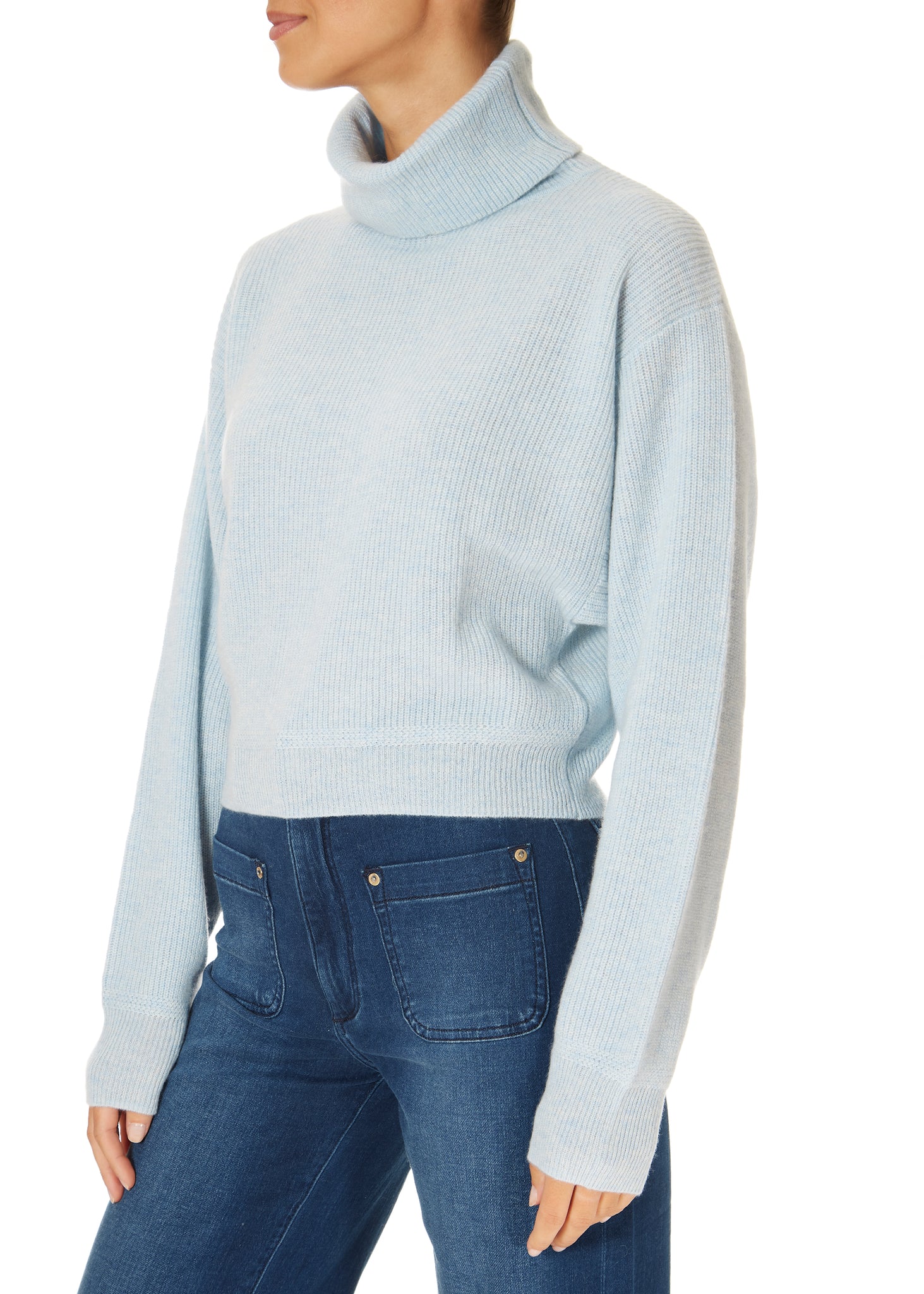 Crush Changi Roll Neck Jumper In Frost Blue