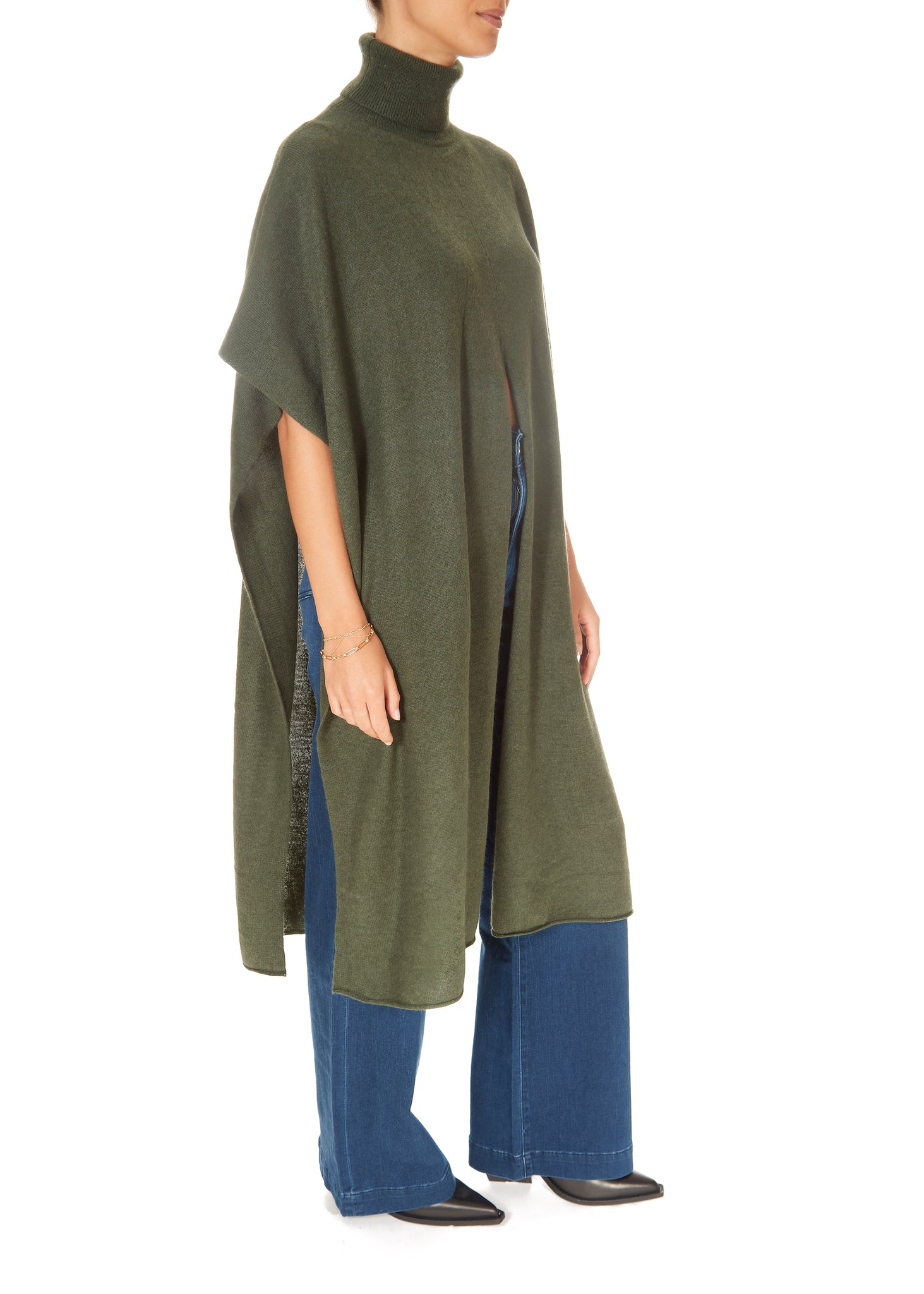 Crush Riva Roll Neck Poncho Khaki