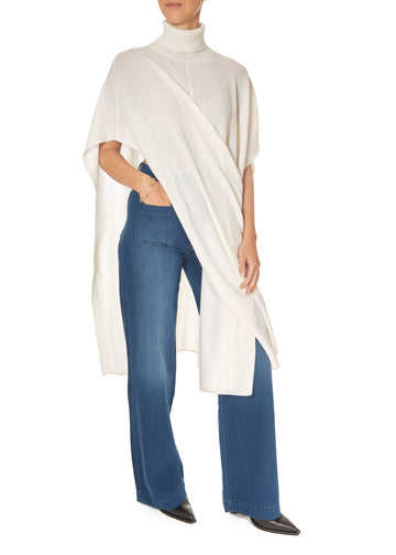 Crush Riva Roll Neck Poncho White