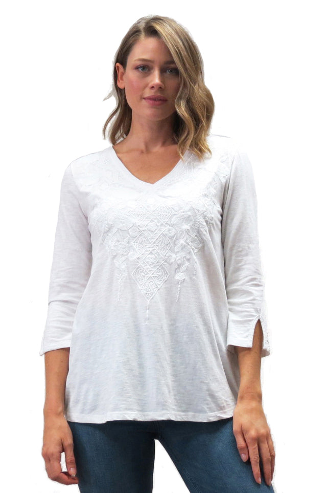 'Tiye' White Embroidered Top - Jessimara