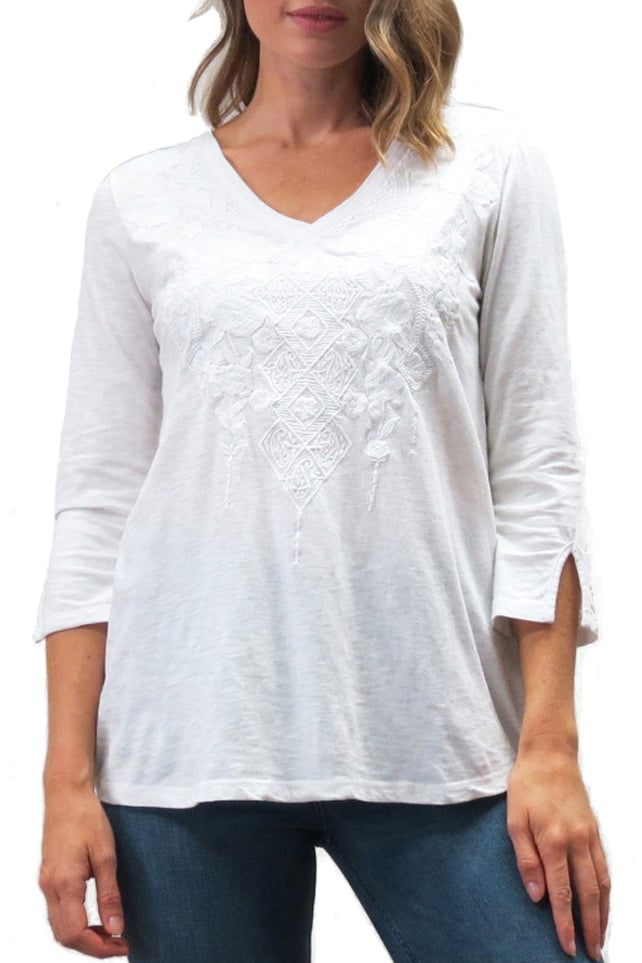 'Tiye' White Embroidered Top - Jessimara