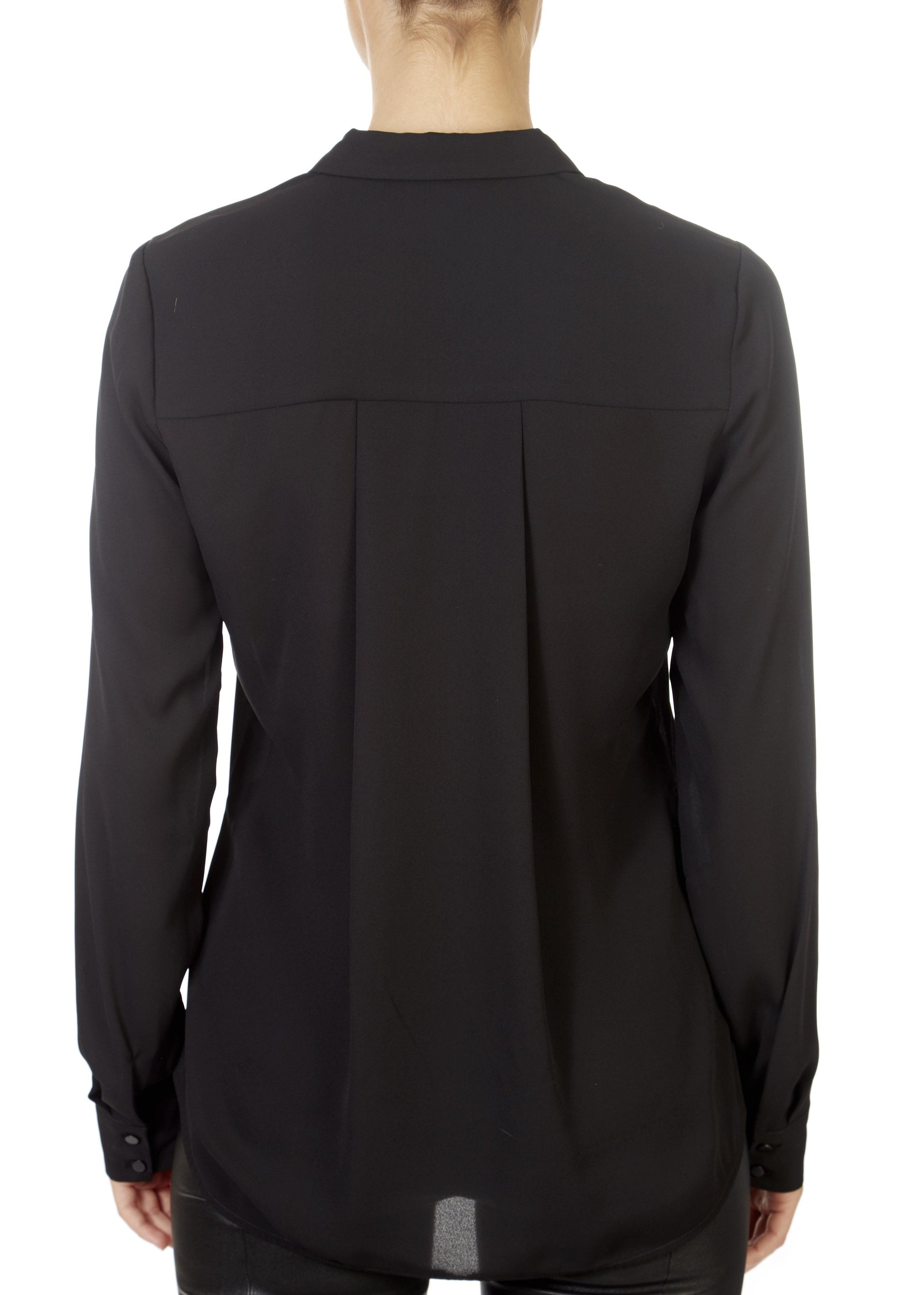 'Mendo' Black V-Neck Blouse - Jessimara