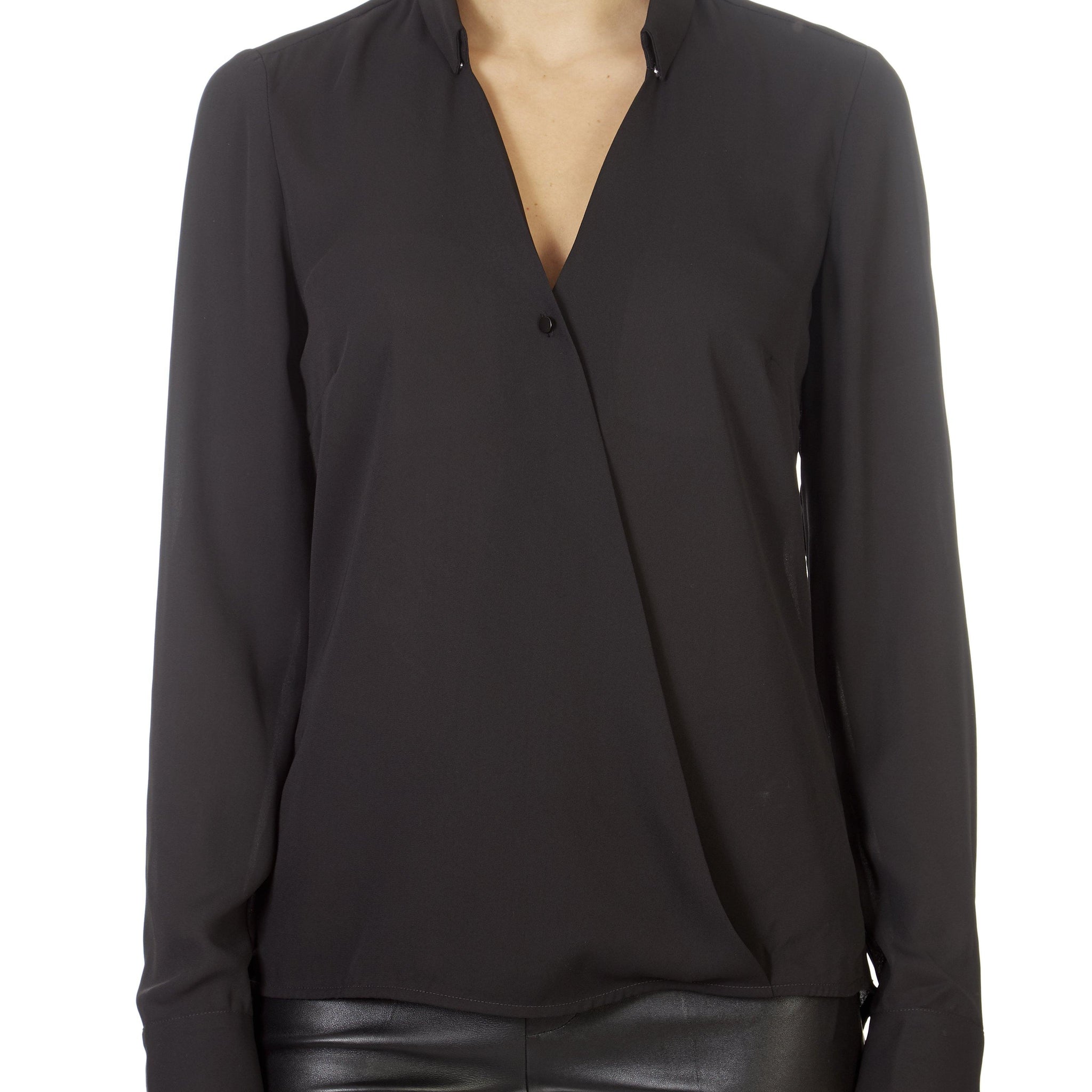 'Mendo' Black V-Neck Blouse - Jessimara