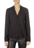 'Mendo' Black V-Neck Blouse - Jessimara