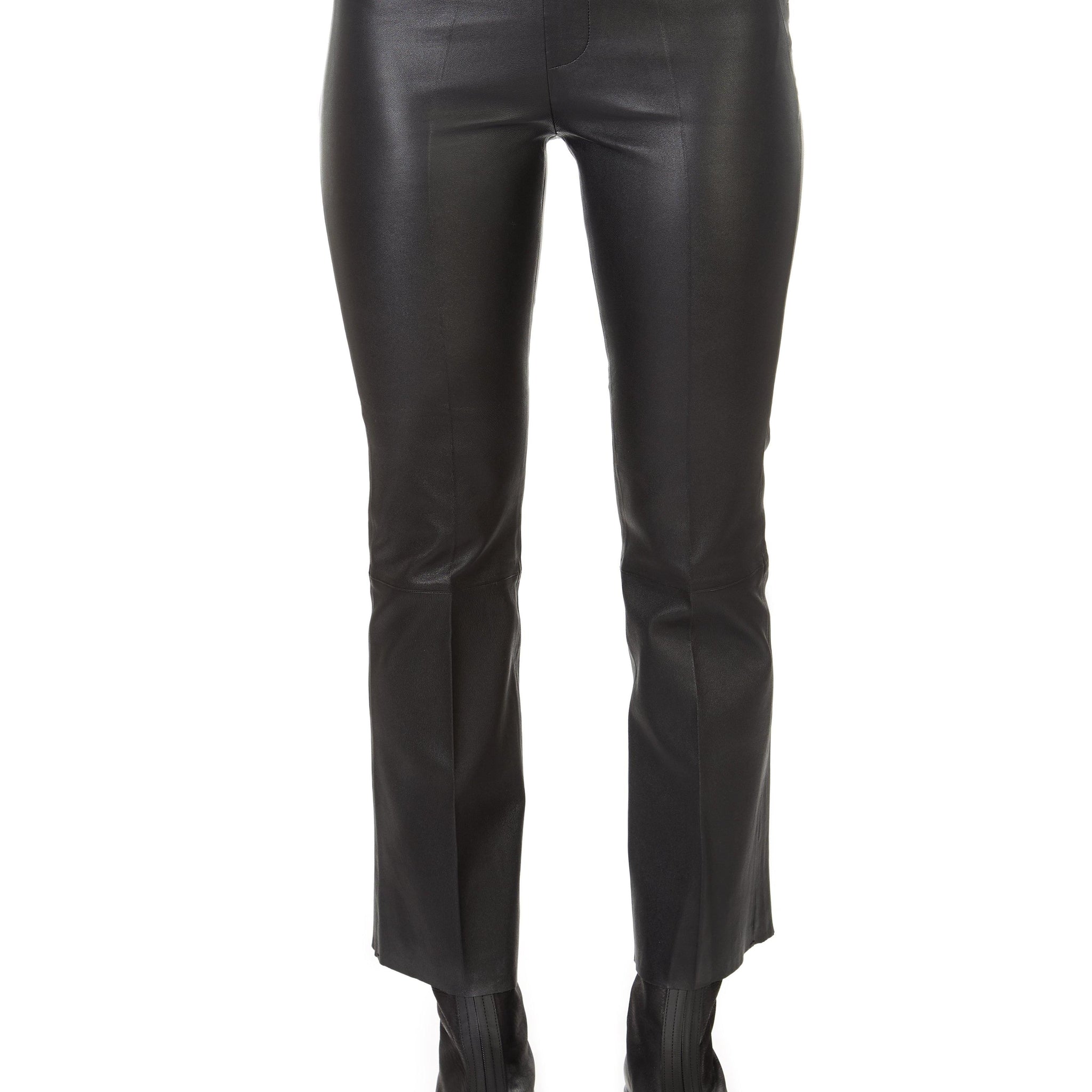 'Tyson' Crop Flare Leather Trousers - Jessimara