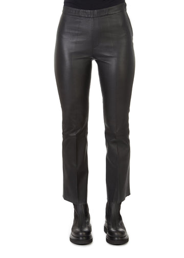 'Tyson' Crop Flare Leather Trousers - Jessimara