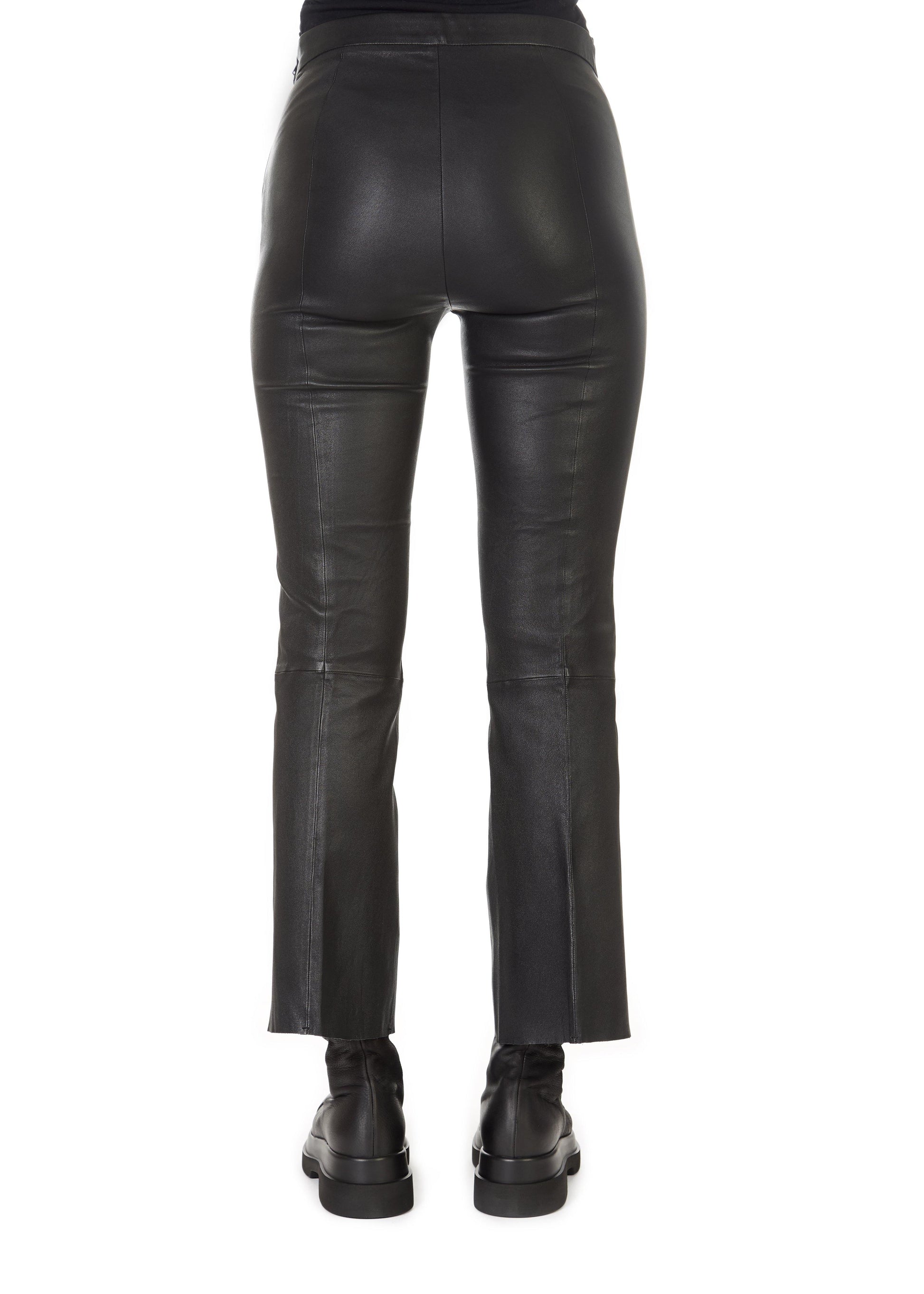 'Tyson' Crop Flare Leather Trousers - Jessimara