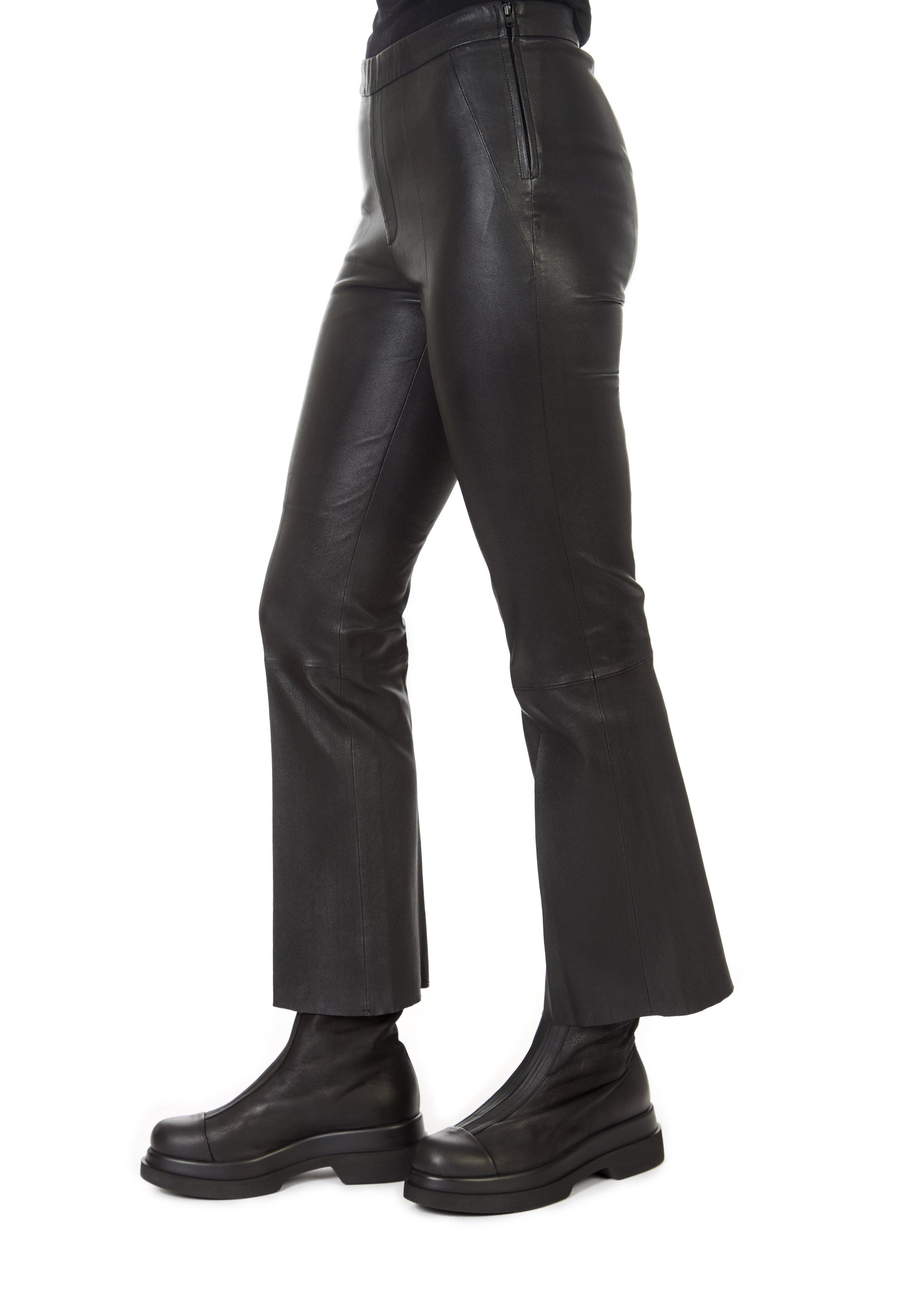 'Tyson' Crop Flare Leather Trousers - Jessimara
