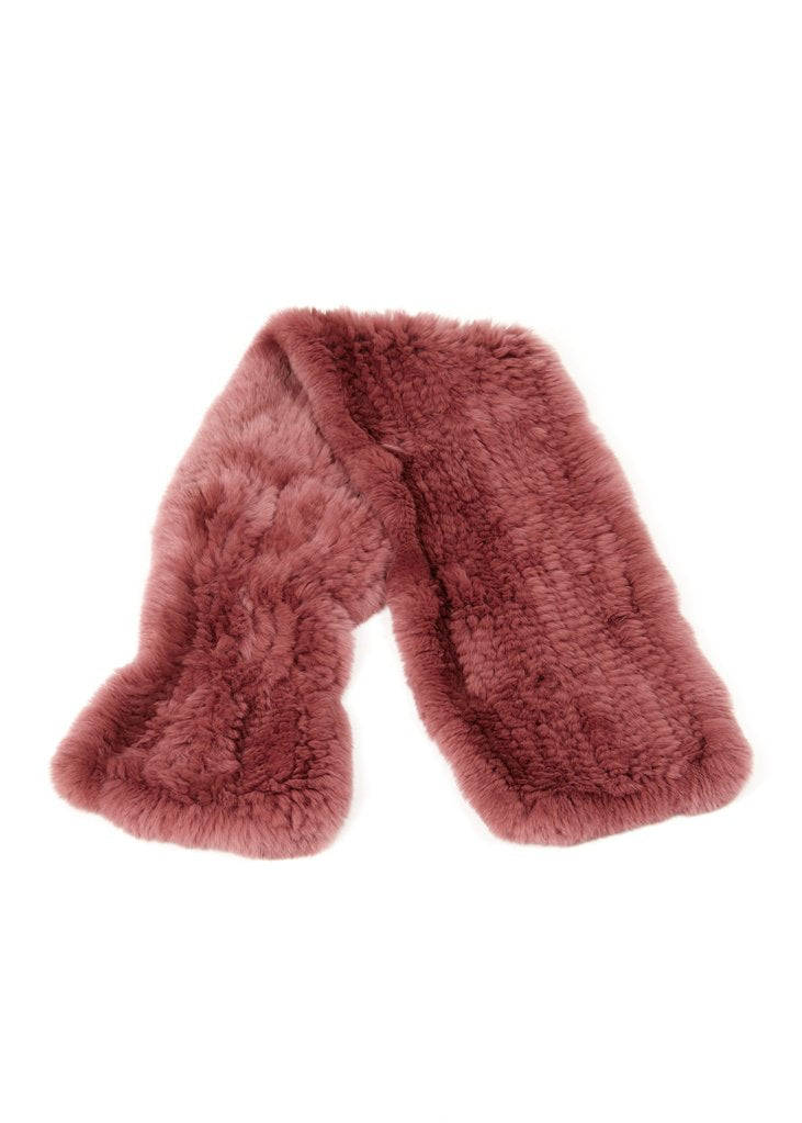 Old Rose Knitted Real Rex Rabbit Fur Loop Scarf - Jessimara