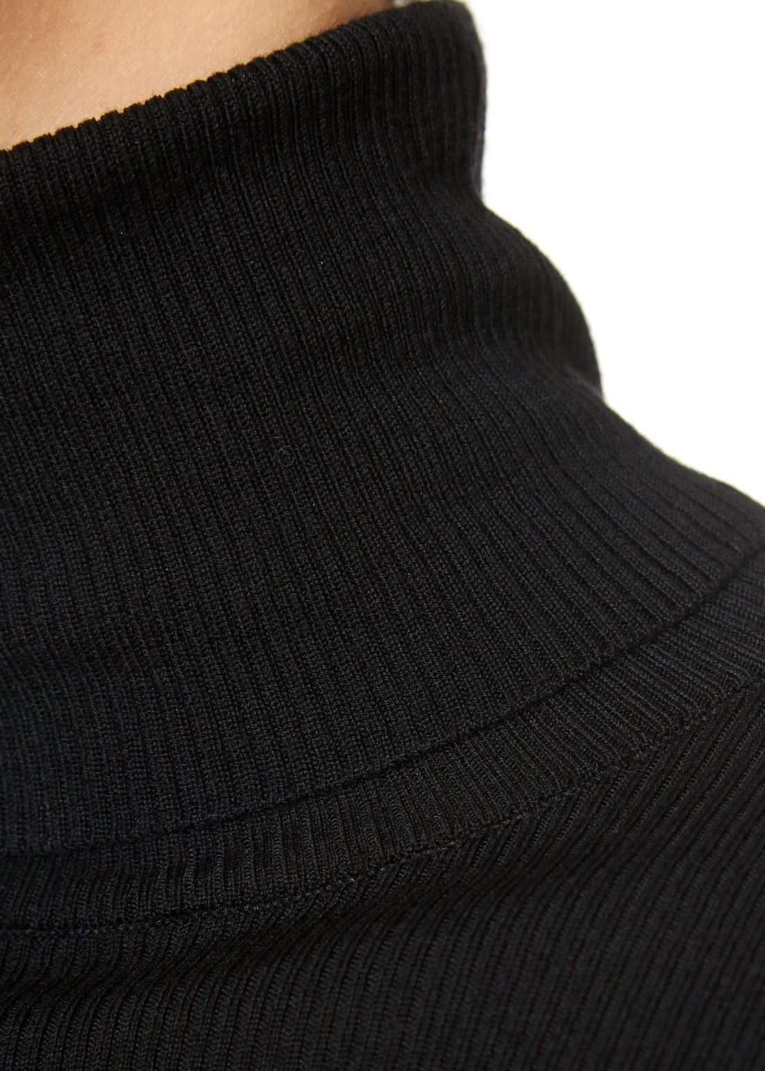 Sierra Merino Black Ribbed Polo Neck