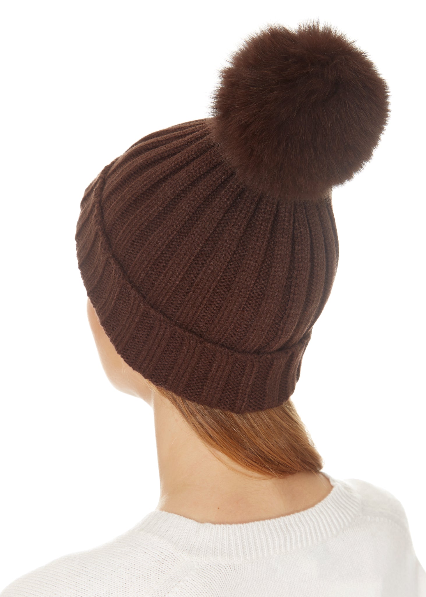 Fur5Eight Chocolate Brown Fur Pom Hat﻿