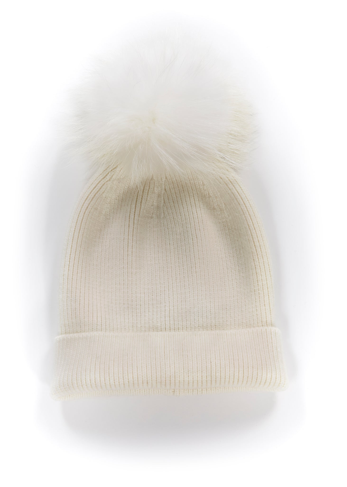 Fur5Eight Cream Premium Wool Blend Fur Pom Hat