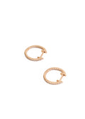 18K Rose Gold White Diamond Studded 14mm Hoop Earrings - Jessimara