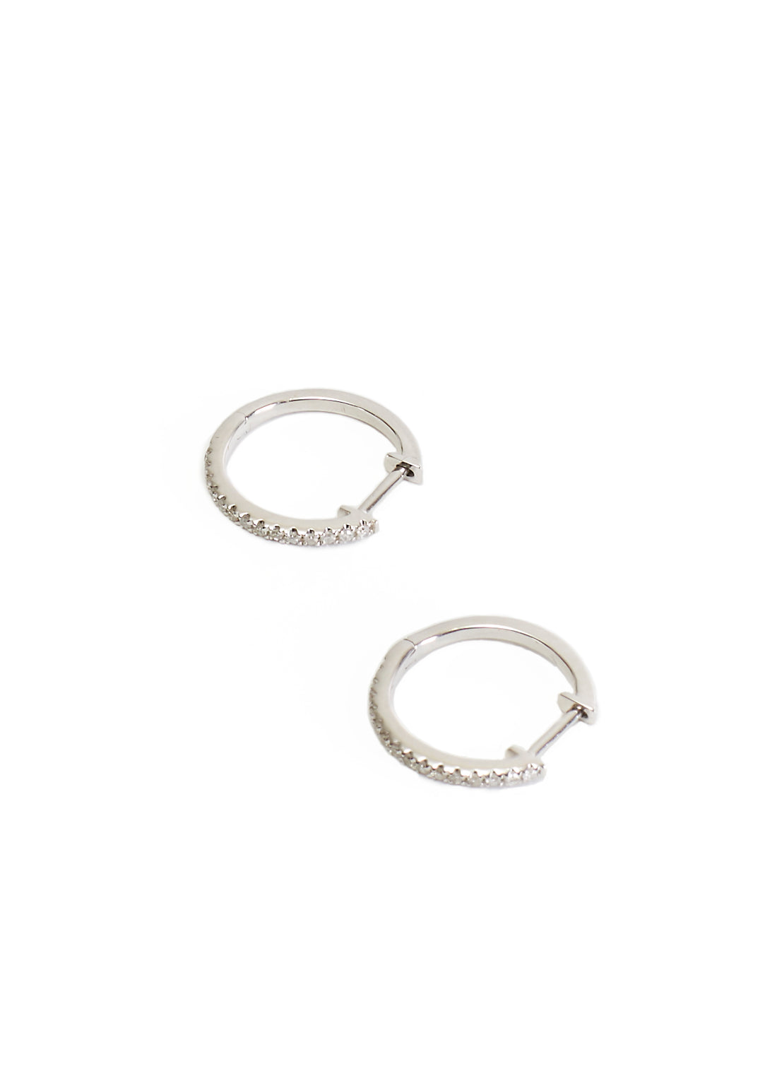 White 18K Gold Diamond Studded 15mm Hoop Earrings - Jessimara