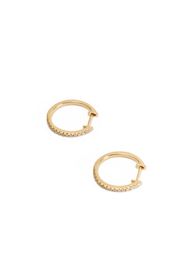Yellow 18K Gold Diamond Studded 15mm Hoop Earrings - Jessimara