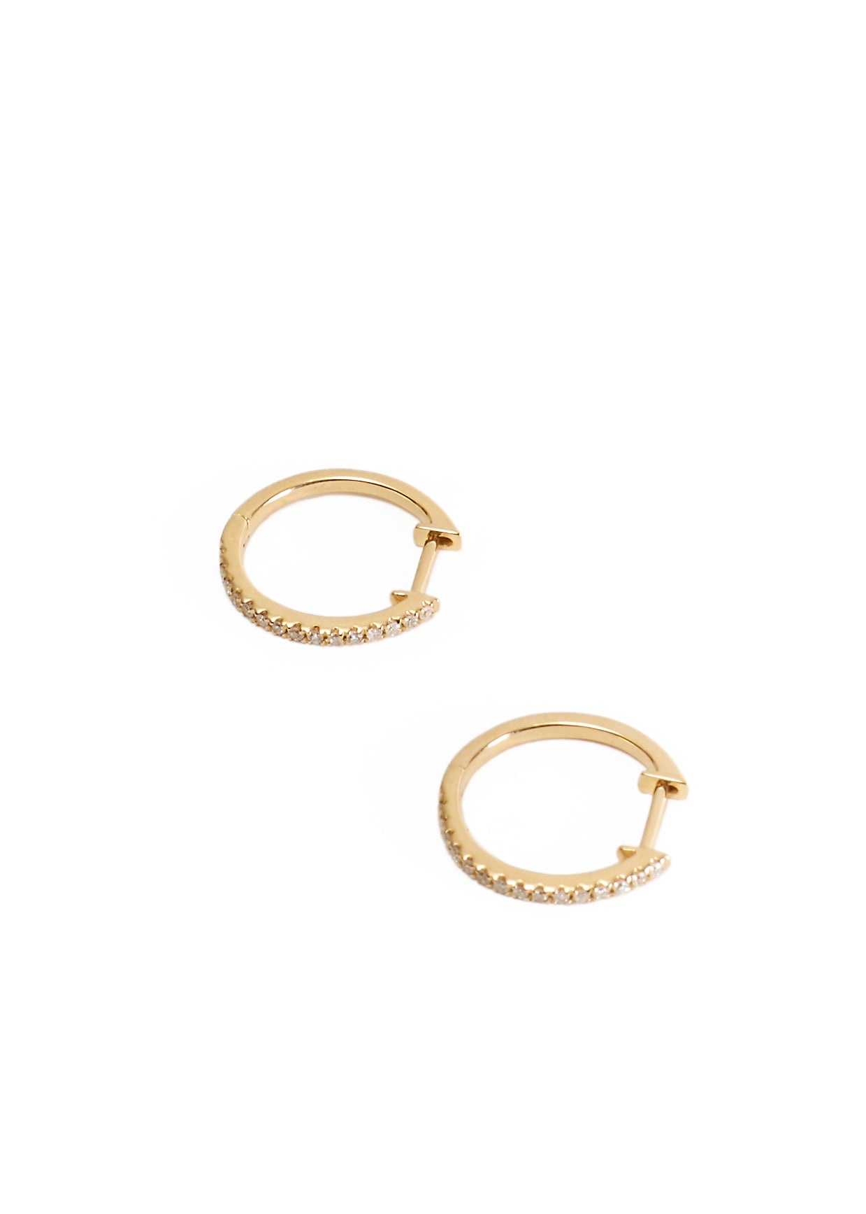 Yellow 18K Gold Diamond Studded 15mm Hoop Earrings - Jessimara