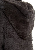 Grey Knitted Real Rex Rabbit Fur Fluted Hoodie - Jessimara