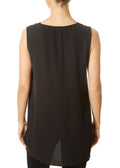 V-Neck Long Shell Black Top - Jessimara