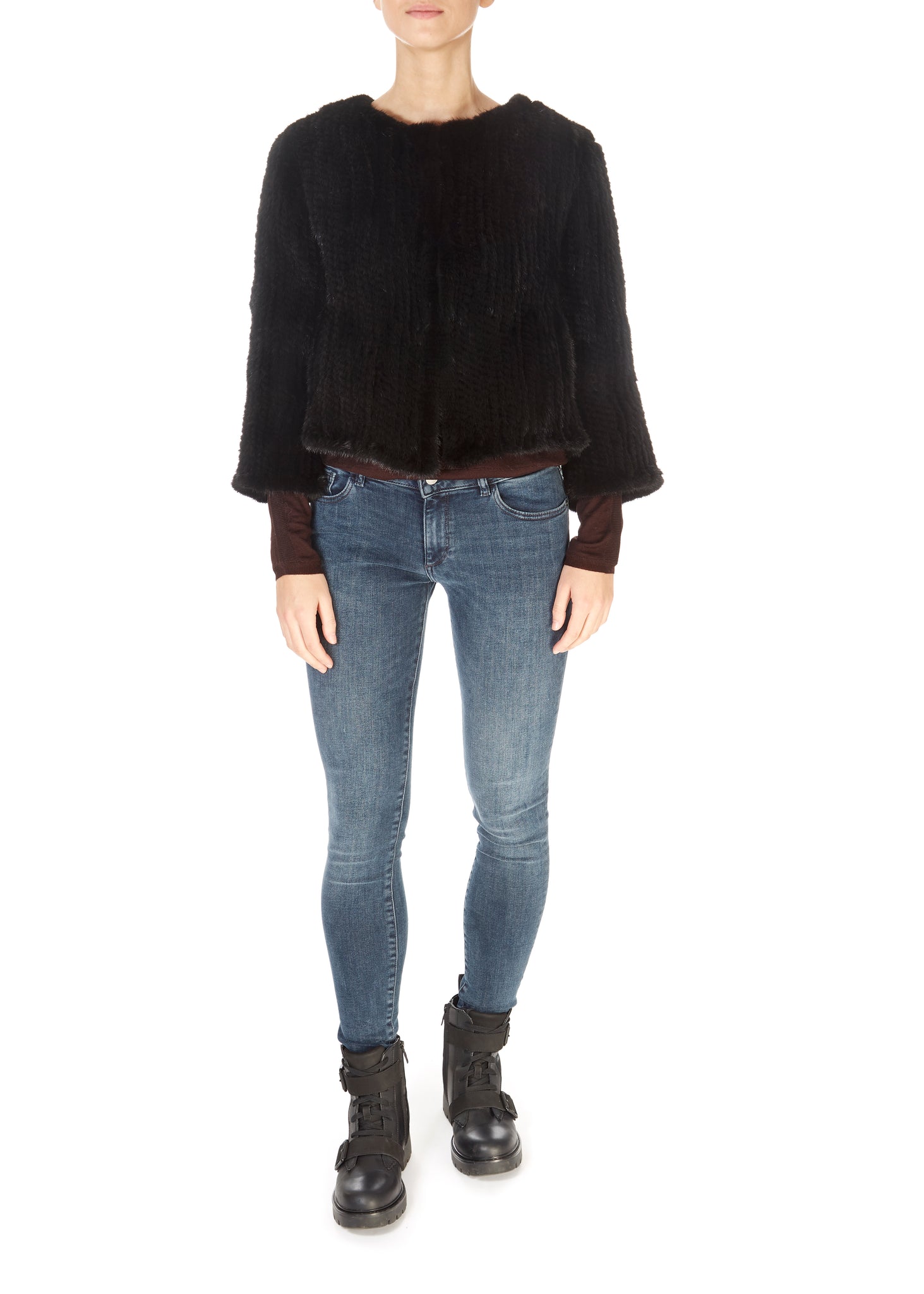 Short 3/4 Sleeve Black Mink Jacket - Jessimara