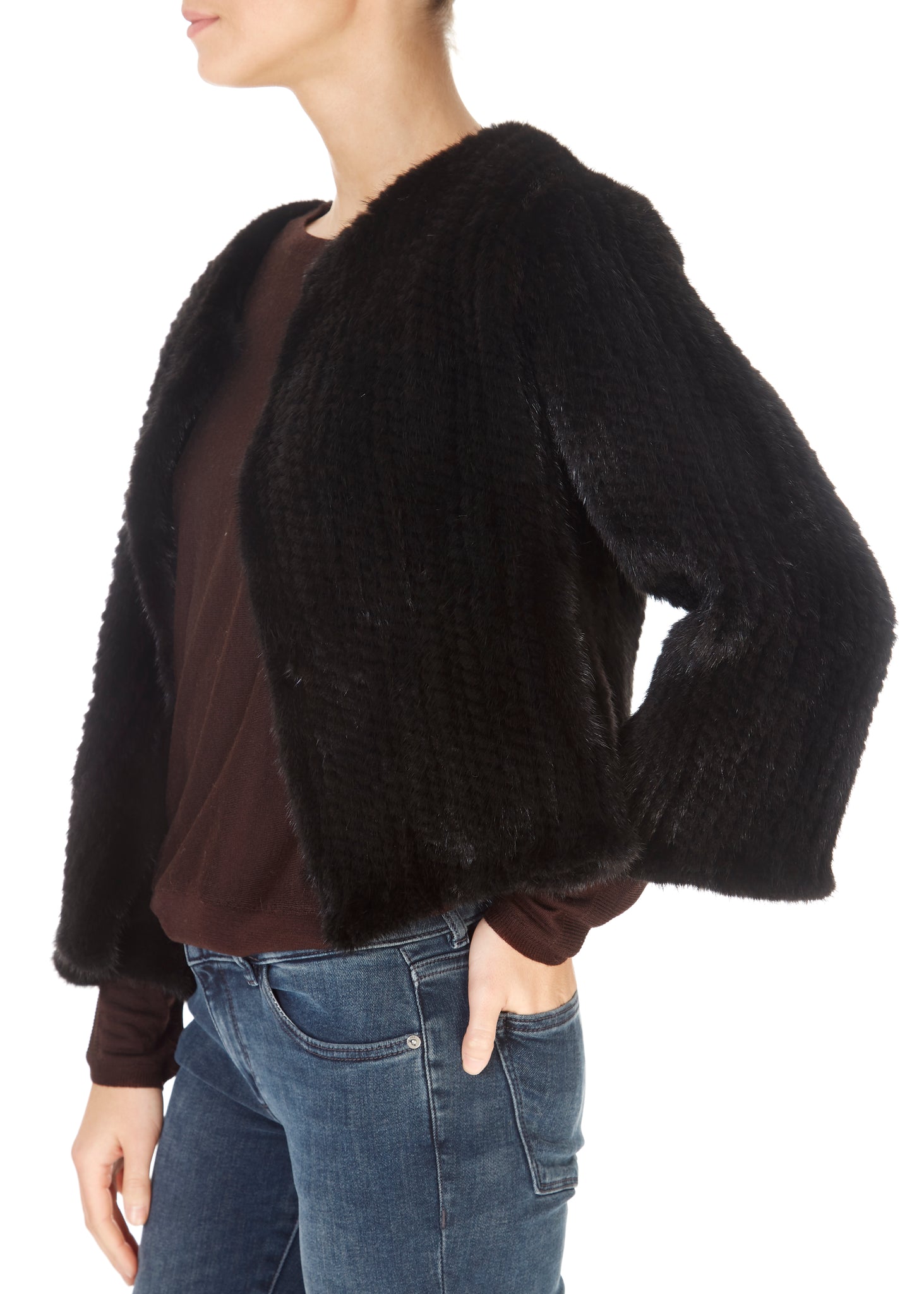 Short 3/4 Sleeve Black Mink Jacket - Jessimara
