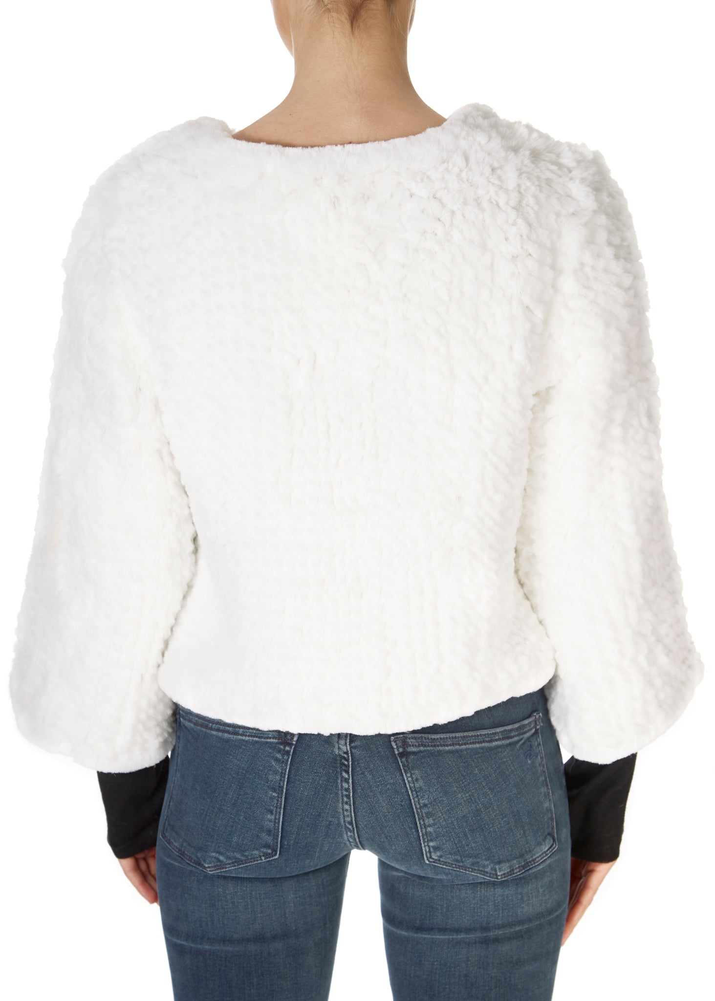 Short 3/4 Sleeve White Rex Rabbit Jacket - Jessimara