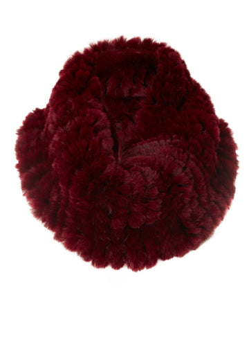 Burgundy Knitted Rabbit Single Snood Scarf - Jessimara