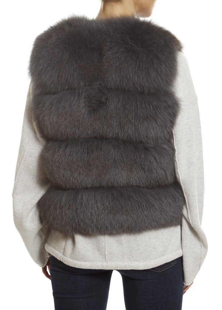 Grey Short Fox Fur Gilet London - Jessimara
