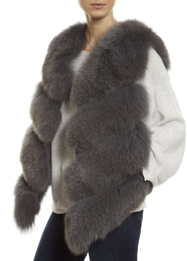 Grey Short Fox Fur Gilet London - Jessimara