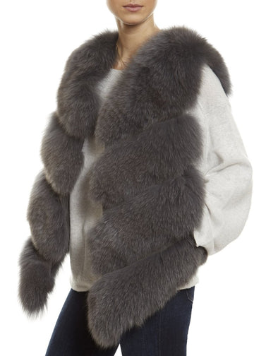 Grey Short Fox Fur Gilet London - Jessimara