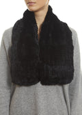 Black Knitted Rex Rabbit 'Loop' Luxury Fur Scarf - Jessimara