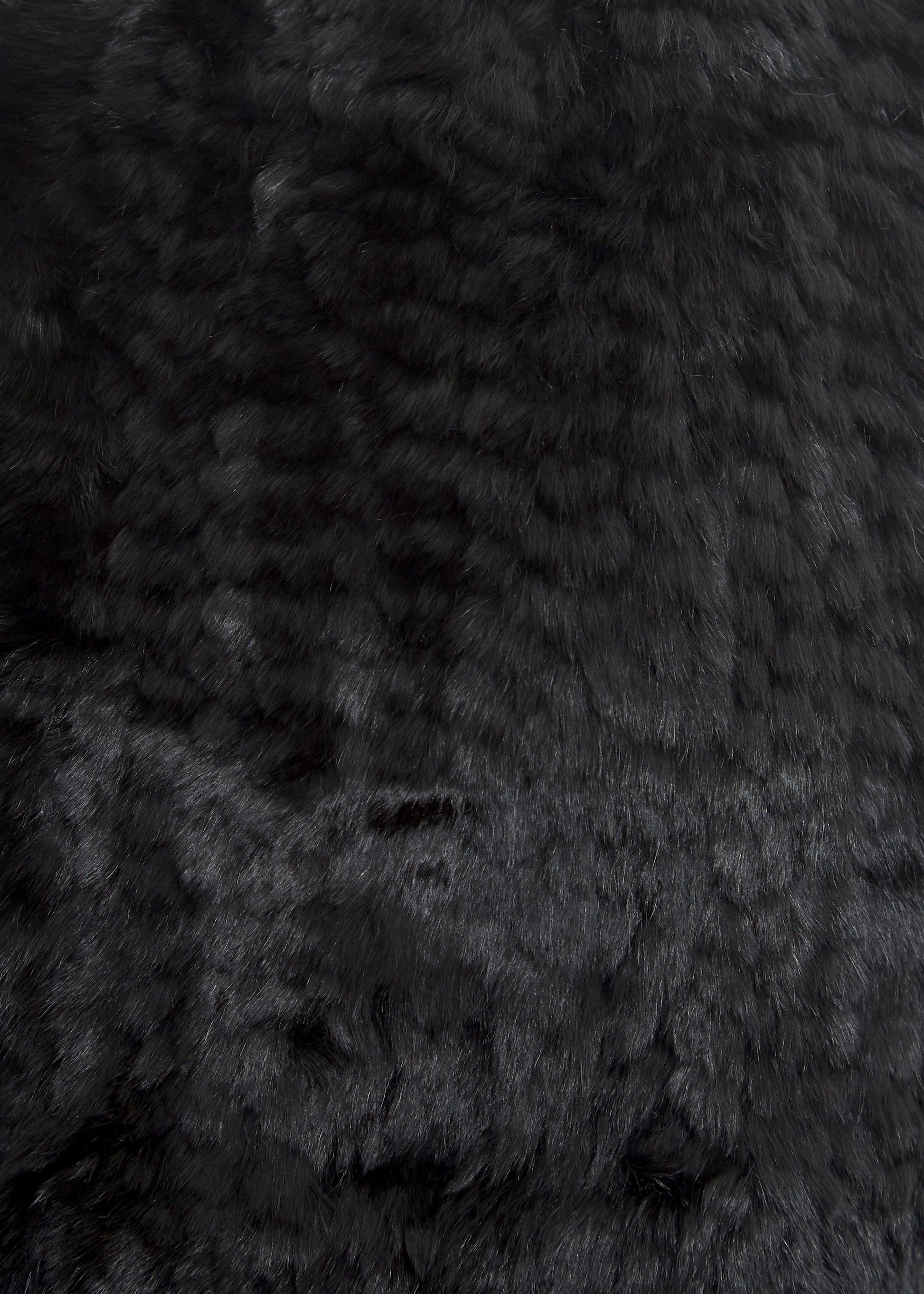 Black Knitted Rex Rabbit 'Loop' Luxury Fur Scarf - Jessimara