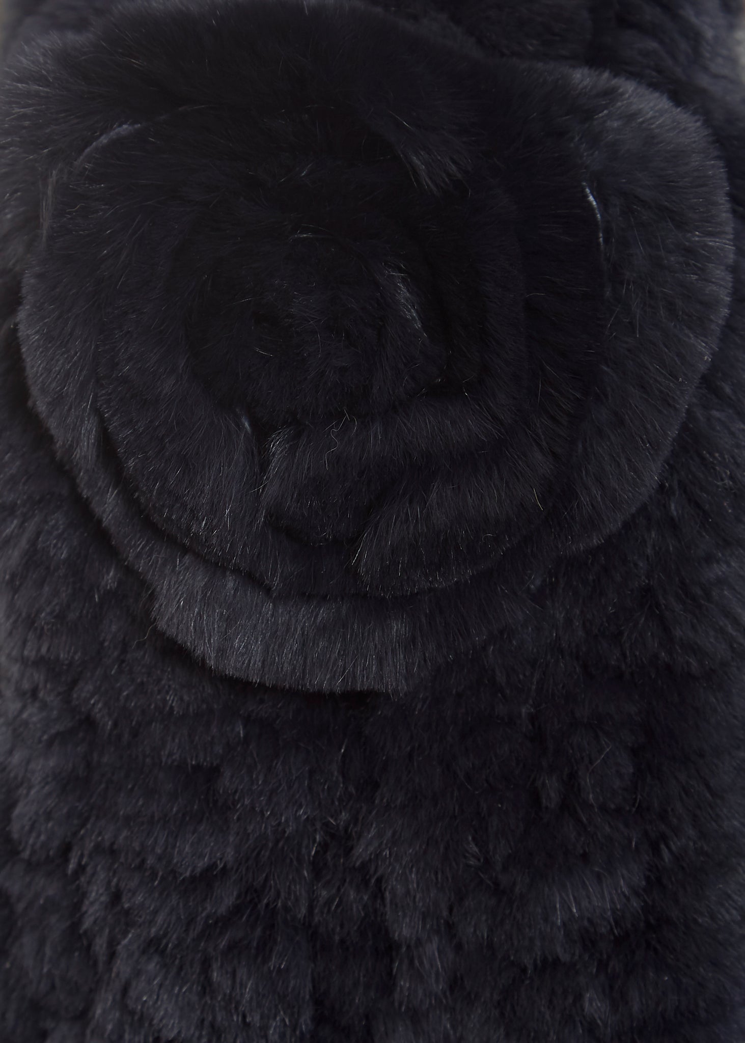 Navy Real Rex Rabbit Fur Rose Scarf - Jessimara