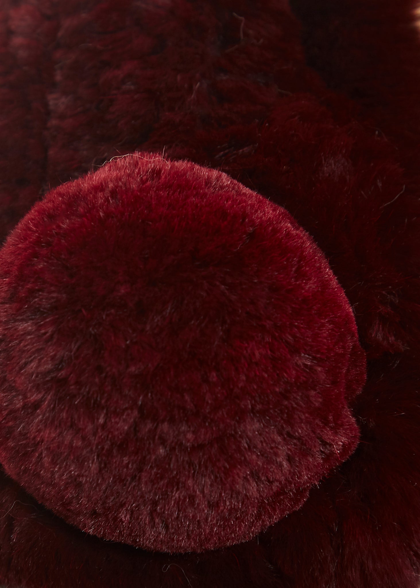 Burgundy Bobble Knitted Rabbit Luxury Fur Scarf - Jessimara