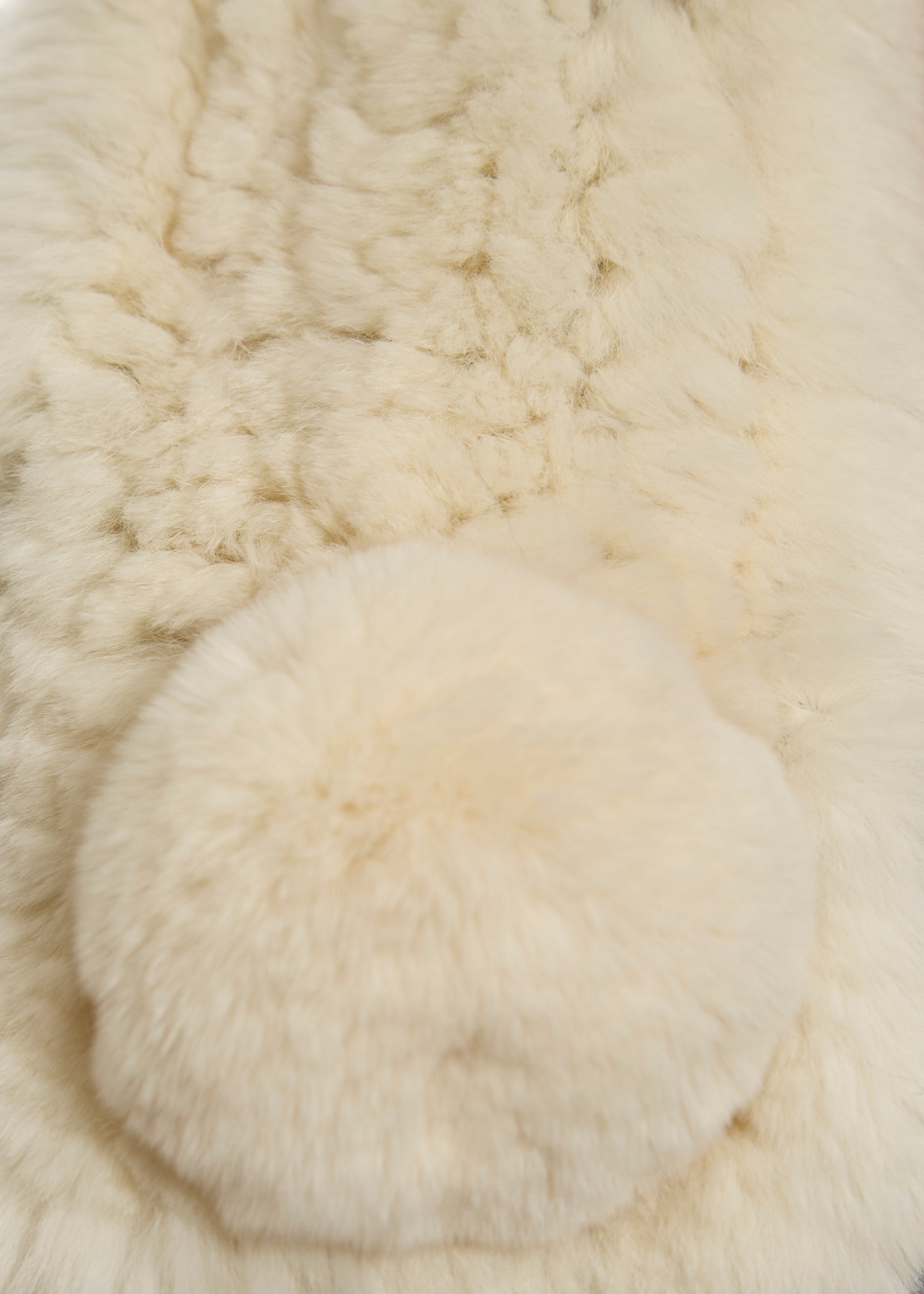 Cream Bobble Knitted Rabbit Luxury Fur Scarf - Jessimara