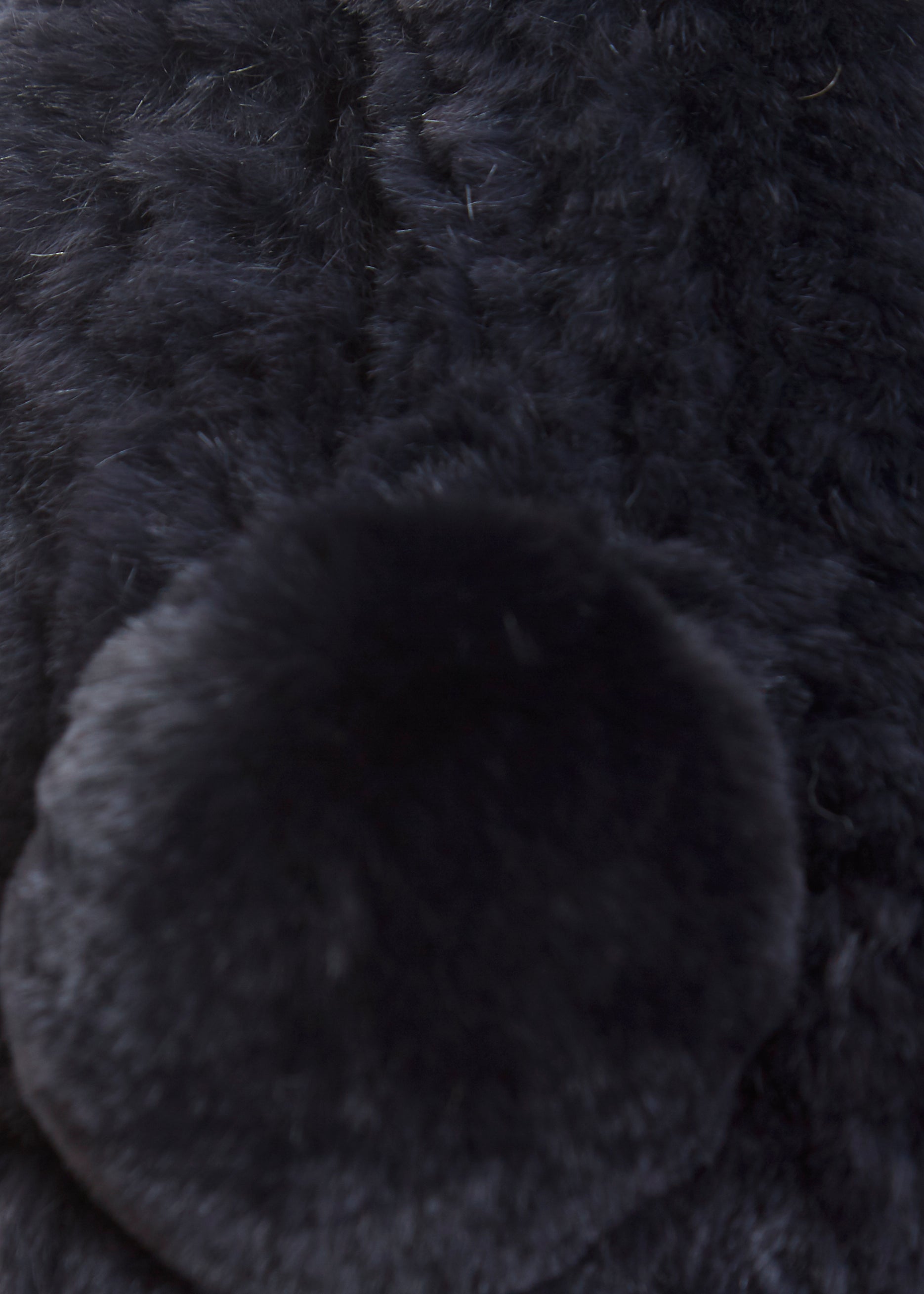 Navy Blue Knitted Rabbit Luxury Fur Bobble Scarf - Jessimara
