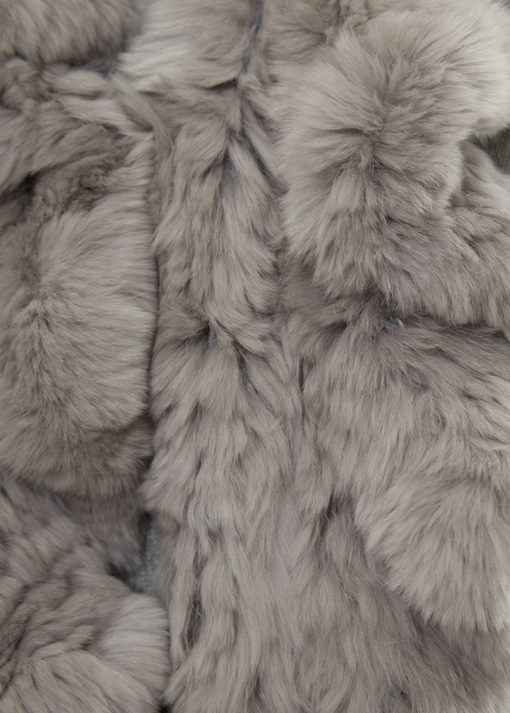 Grey Knitted Real Rex Rabbit Fur 'Wave' Scarf - Jessimara