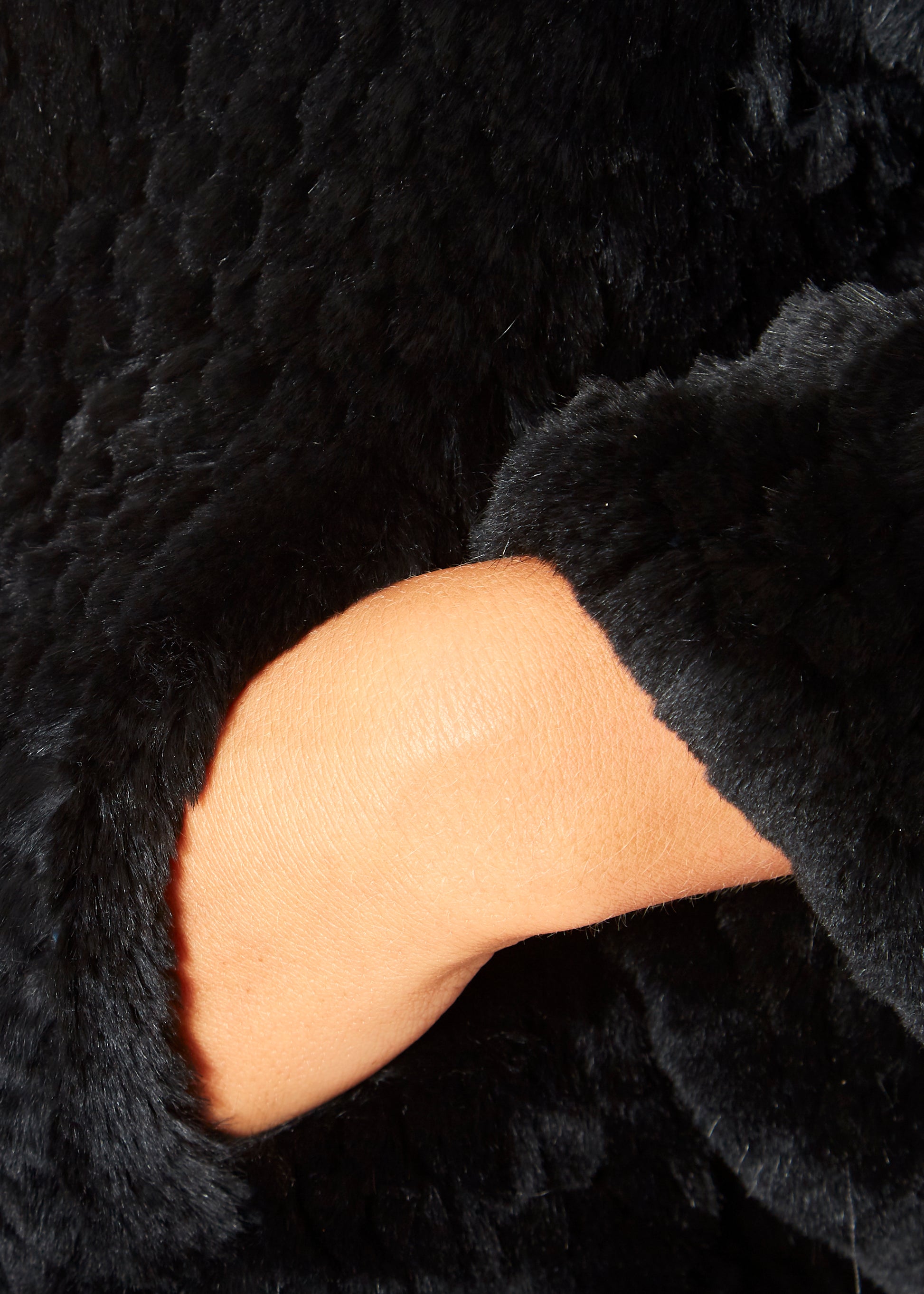 Black Fluted Arm Knitted Rabbit Jacket - Jessimara