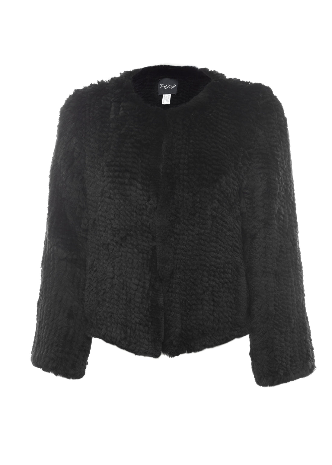 Short 'Black' Knitted Rex Rabbit Genuine Fur Jacket - Jessimara