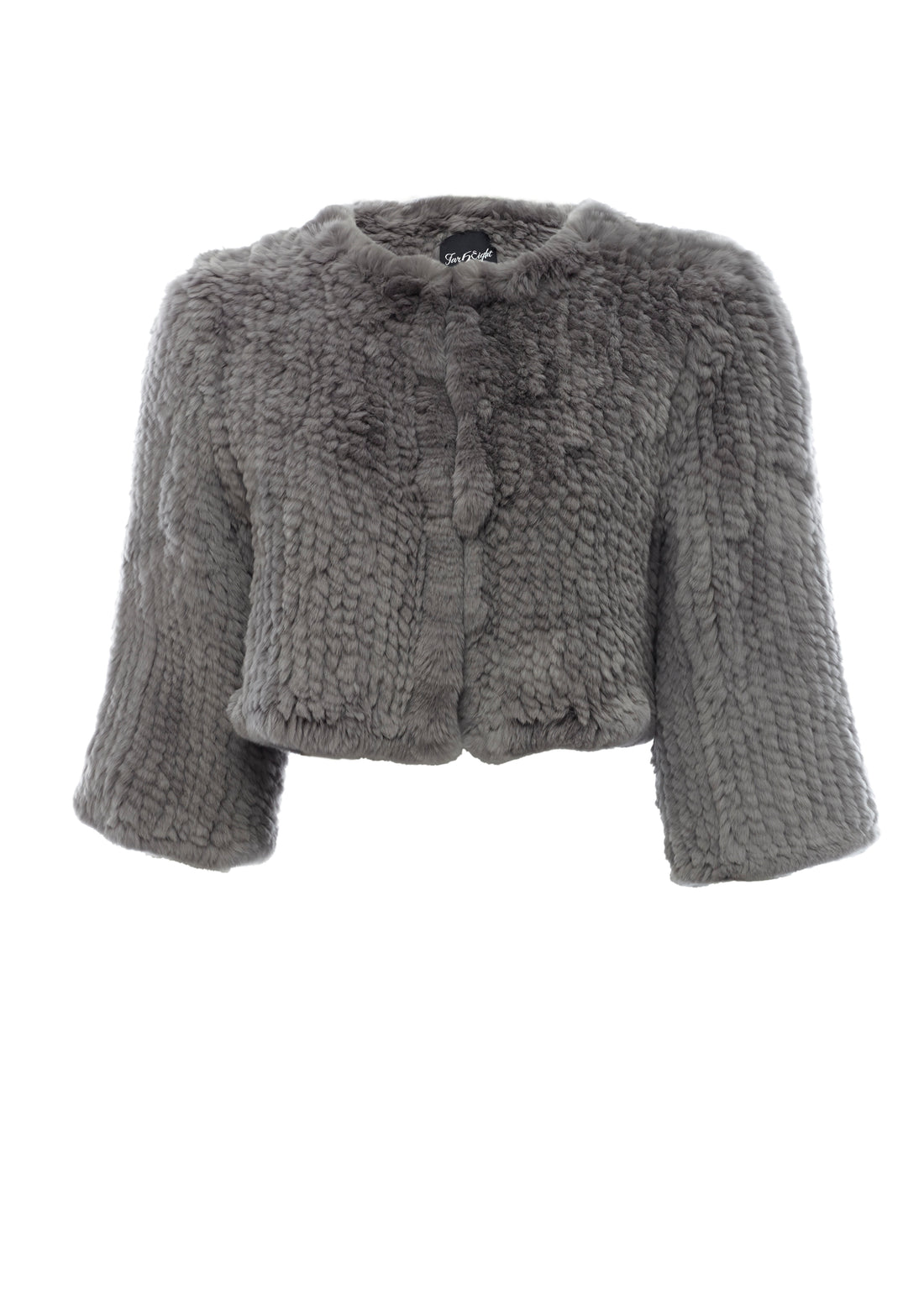 Knitted Rabbit Light Grey Genuine Fur Jacket - Jessimara