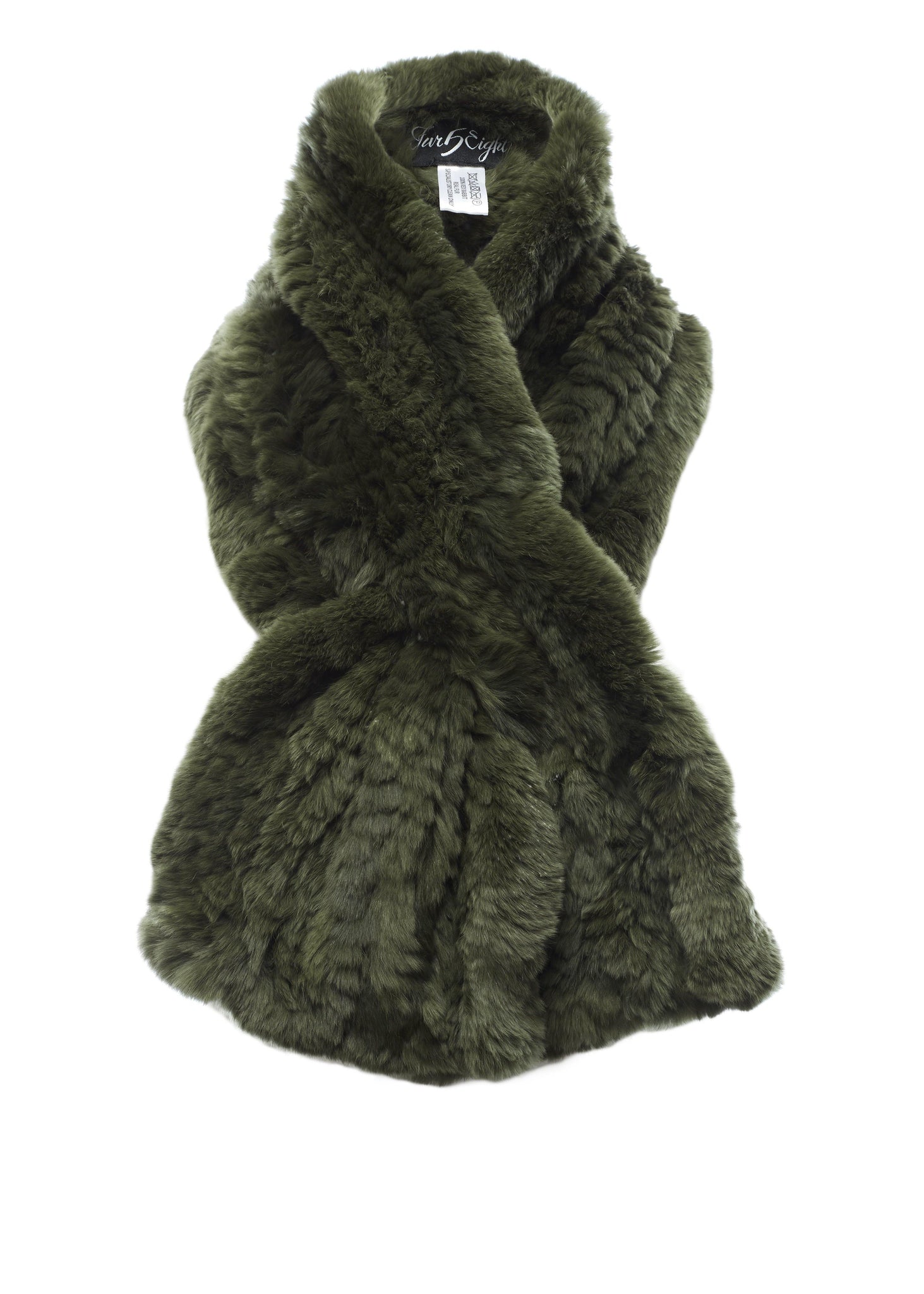 Knitted Rex Rabbit Khaki 'Loop' Luxury Fur Scarf - Jessimara