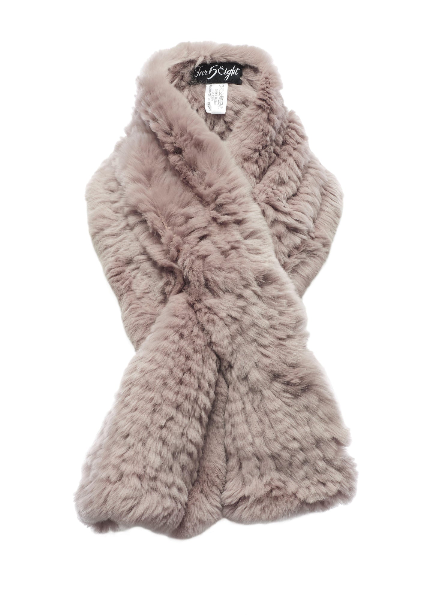 Soft Rose Knitted Rex Rabbit 'Loop' Designer Fur Scarf - Jessimara