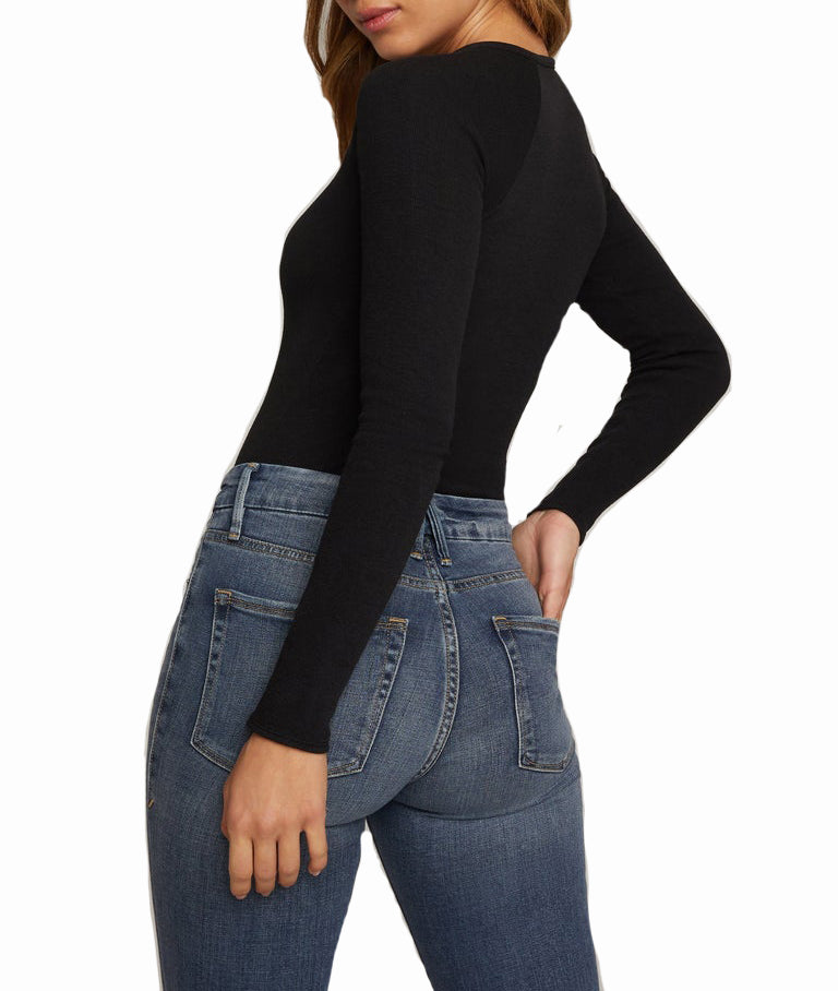 Good American Feel Good Long Sleeve Body Black